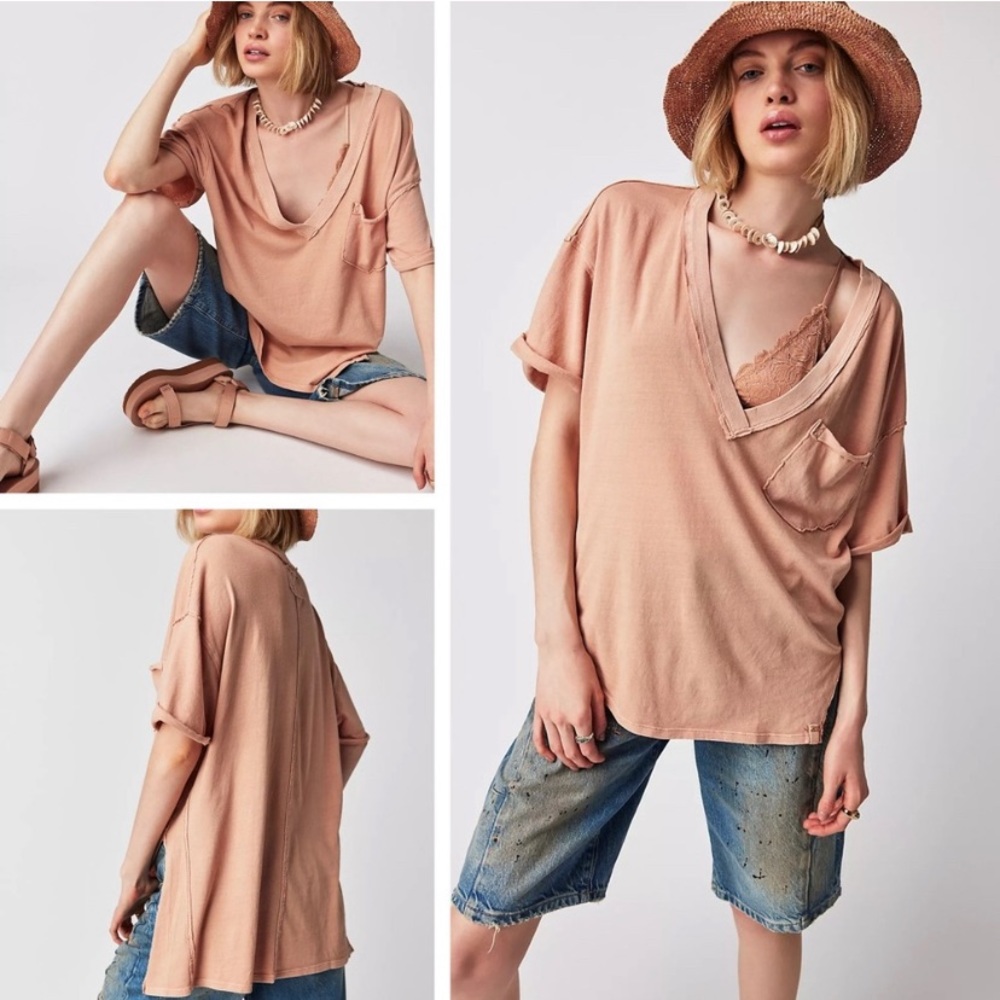 82. 🍉 Free People Keep Me V-Neck Tee